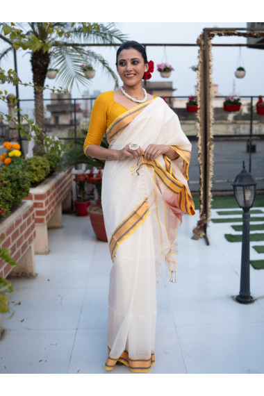 White Woven Pure Silk Cotton - BBS67