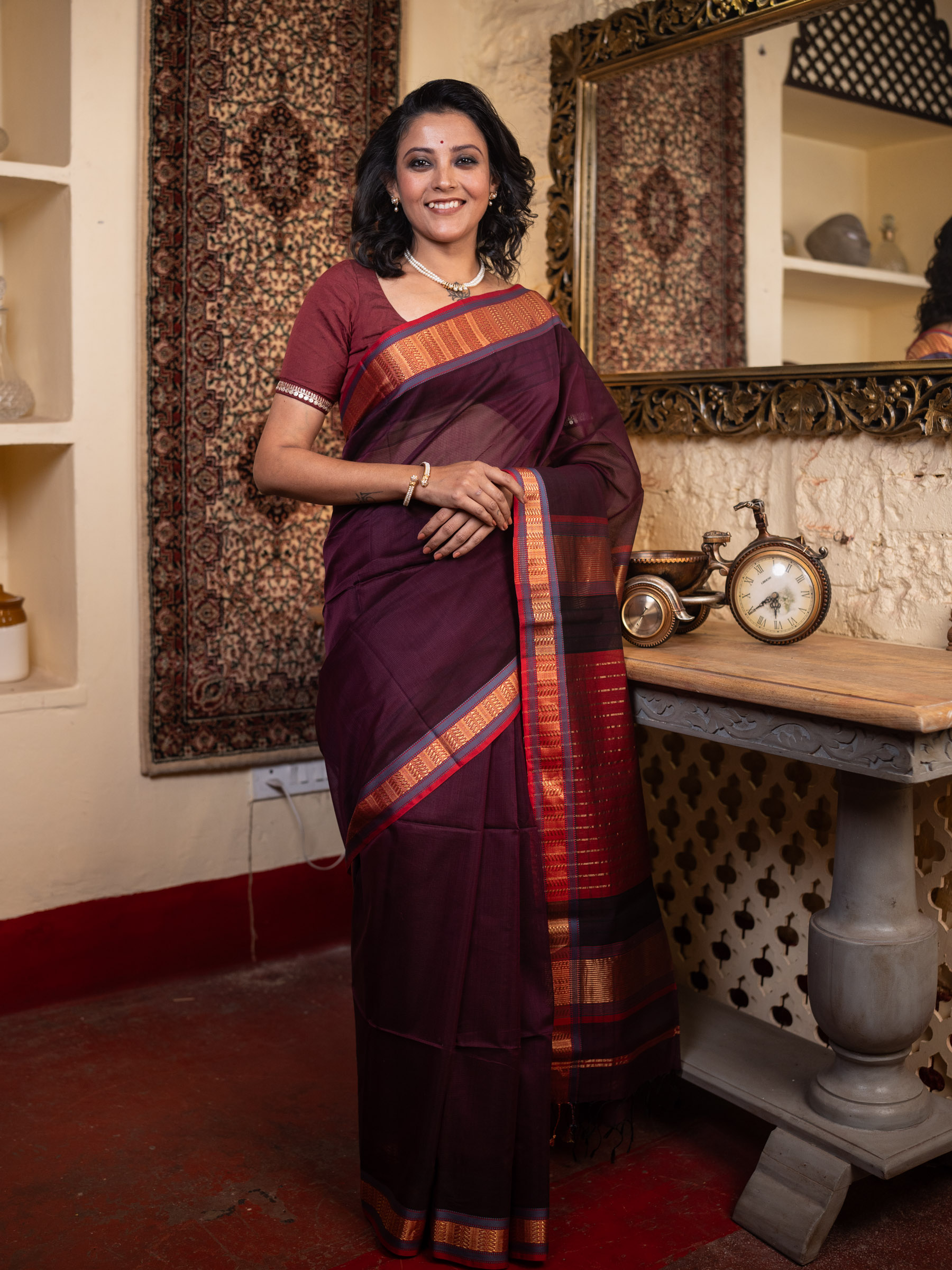 Chocolate Truffle Woven Pure Silk Cotton - BBS82