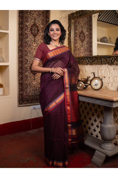 Chocolate Truffle Woven Pure Silk Cotton - BBS82