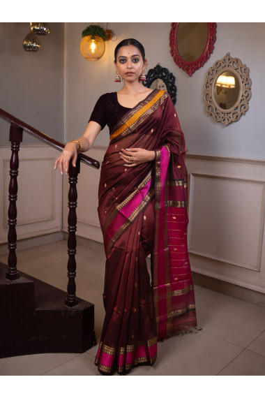 Brown Woven Pure Silk Cotton - BBS84